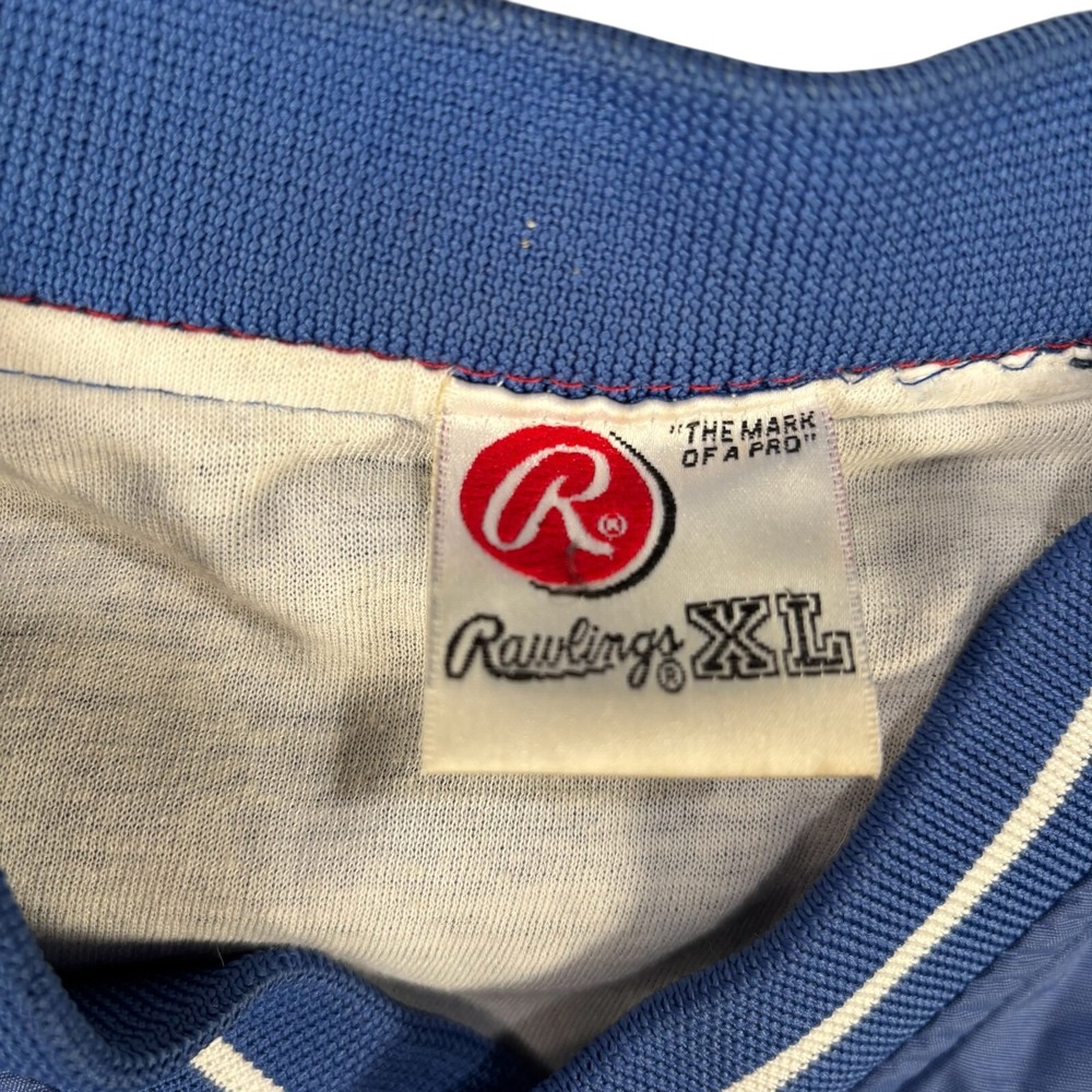 VTG Rawlings‎ Blue Long Sleeve V-Neck Eagles Logo Windbreaker Jacket Sz XL Rare! - Picture 4 of 7
